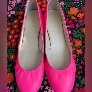 J Crew Hot Pink Leather Cece Ballet Flats